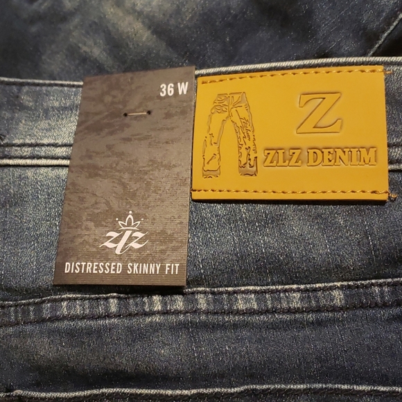 ZLZ distressed skinny fit mens jeans - Picture 6 of 7